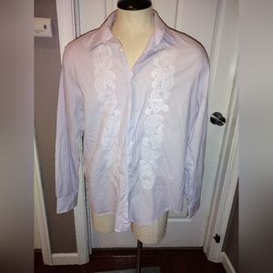 MEN'S Express Long Sleeve Button Up Dress Shirt w Embroidery Sz XL